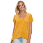 Juniors' Love, Fire Sharkbite Short Sleeve Tee, Teens, Size: Xs, Med Yellow