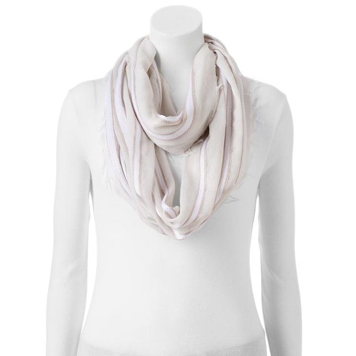 Sonoma Goods For Life&trade; Slubbed Striped Infinity Scarf, Women's, White Oth