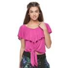 Juniors' Jolie Vie Ruffle Cross Back Top, Girl's, Size: Xl, Brt Pink