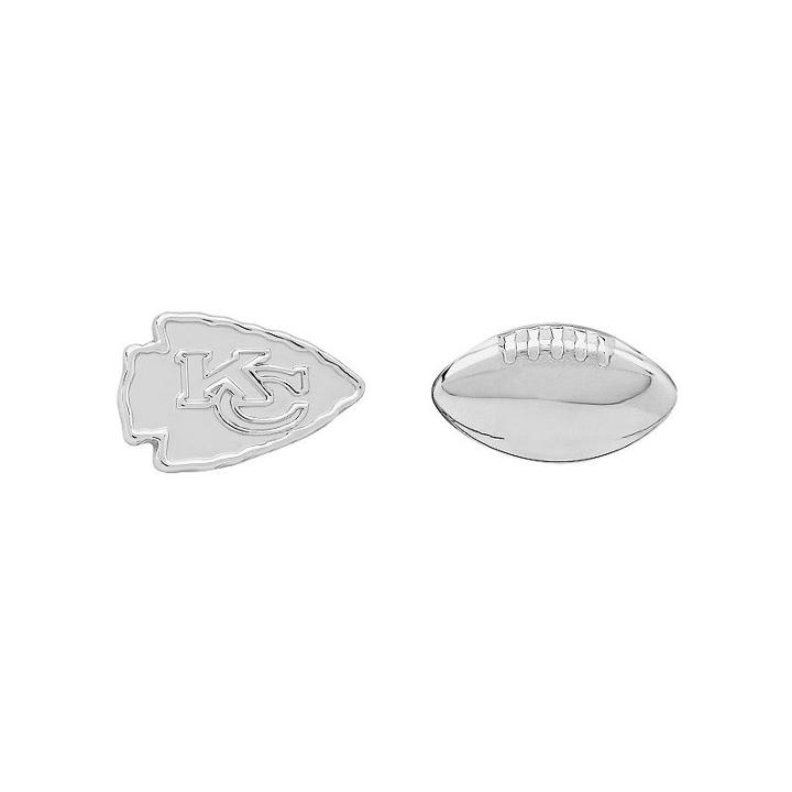 Kansas City Chiefs Team Logo & Football Mismatch Stud Earrings, Women's, Silver