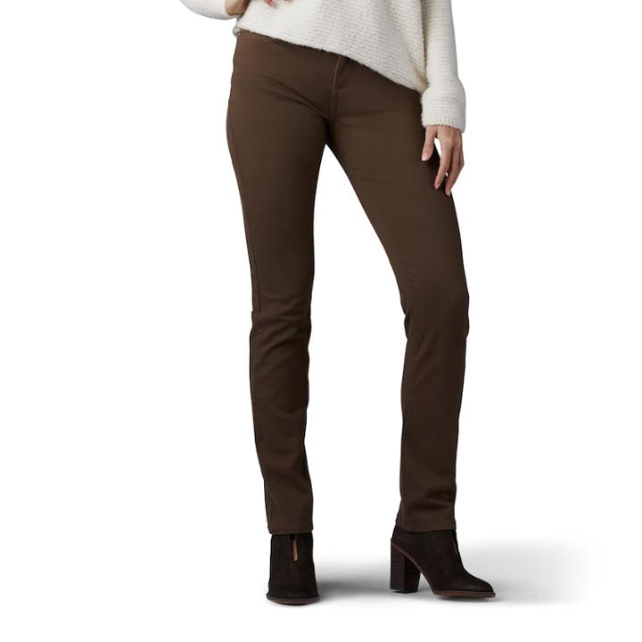 Women's Lee Secretly Shapes Regular Fit Straight-leg Jeans, Size: 12 T/l, Brown