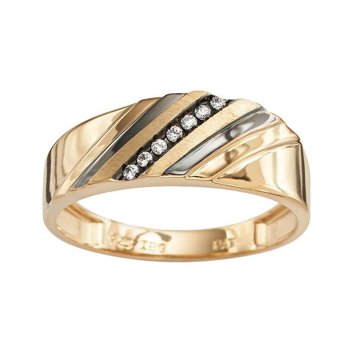 10k Gold Diamond Accent Stripe Band - Men, Size: 9, White