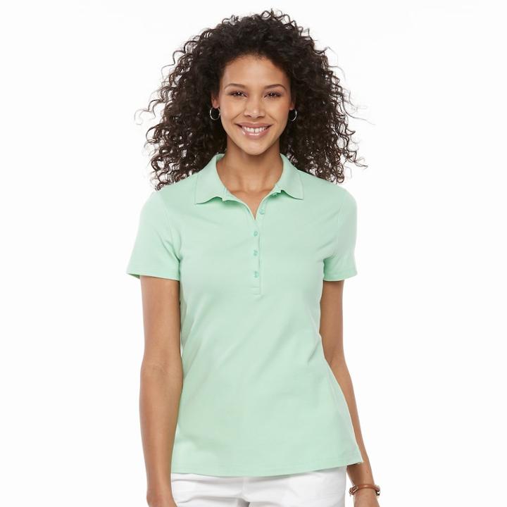 Women's Croft & Barrow&reg; Classic Polo, Size: Xs, Lt Green