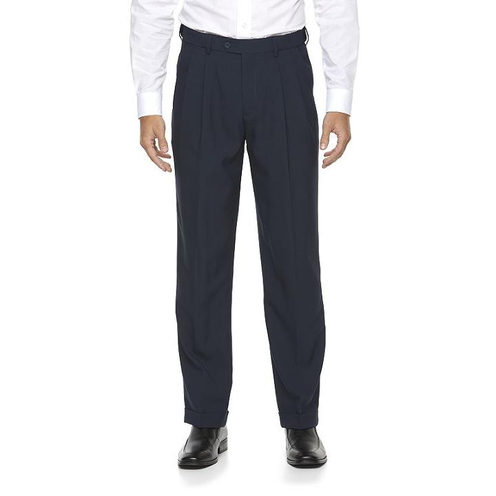 Men's Croft & Barrow® Essential Classic-fit Pleated Dress Pants, Size: 42x32, Blue (navy)