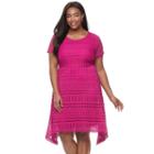 Plus Size Dana Buchman Lace Shark-bite Dress, Women's, Size: 1xl, Pink