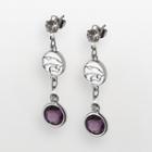 Kansas State Wildcats Silver Tone Crystal Logo Linear Drop Earrings, Women's, Purple