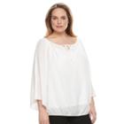 Plus Size Ab Studio Textured Bell Sleeve Peasant Top, Women's, Size: 0x, White Oth