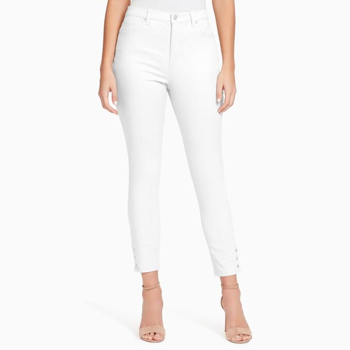 Women's Gloria Vanderbilt Amanda Snap-hem Skinny Ankle Jeans, Size: 4, White
