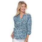 Women's Dana Buchman Woven Popover Top, Size: Xxl, Med Blue