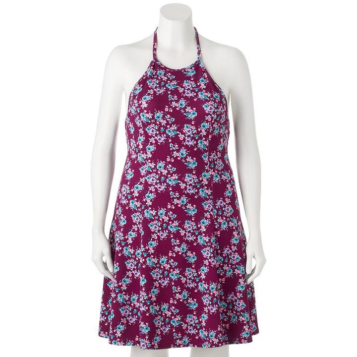 Juniors' Plus Size So&reg; Floral Halter Dress, Girl's, Size: 1xl, Purple