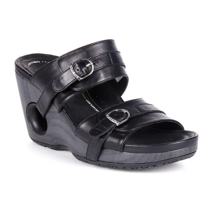 Rocky 4eursole Splendor Leather Women's Wedge Sandals, Size: 39, Black