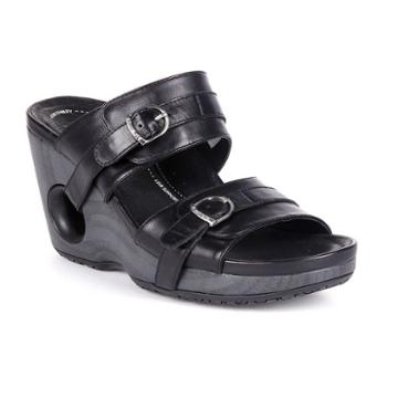 Rocky 4eursole Splendor Leather Women's Wedge Sandals, Size: 39, Black
