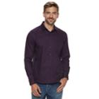 Men's Apt. 9&reg; Stretch No-iron Woven Button-down Shirt, Size: Small, Purple