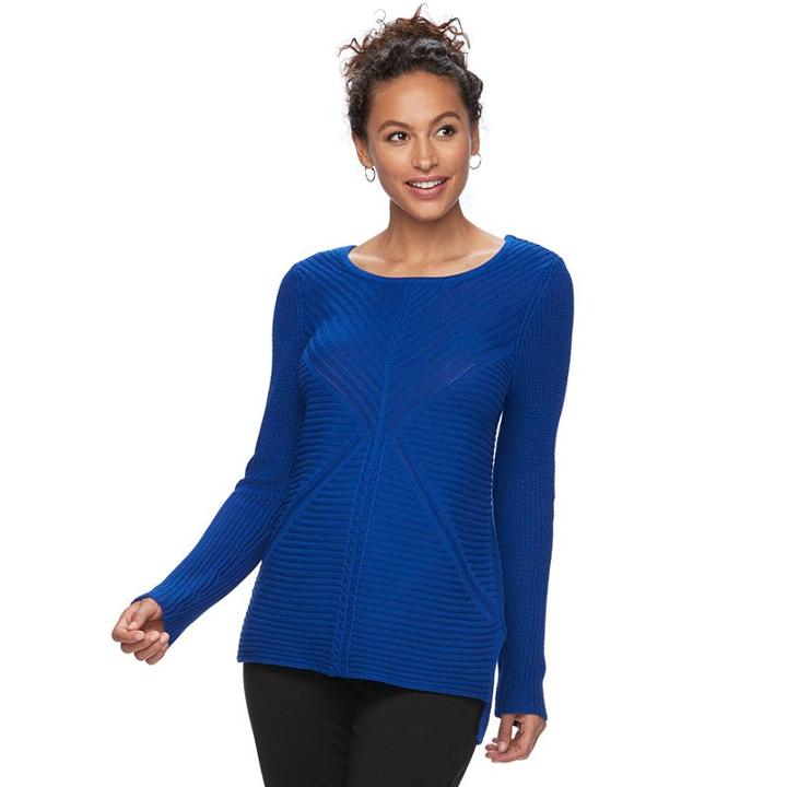 Women's Dana Buchman Mixed-stitch Cardigan, Size: Medium, Brt Blue