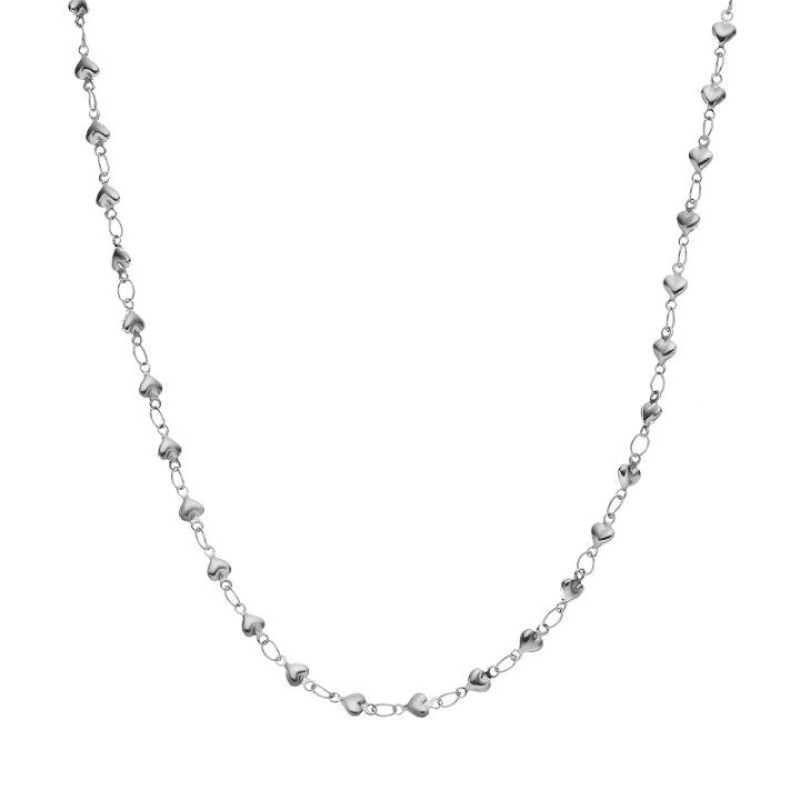 Blue La Rue Stainless Steel Puffed Heart Cable Chain Necklace, Women's, Size: 24, Silver