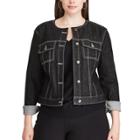 Plus Size Chaps Cropped Black Denim Jacket, Women's, Size: 1xl
