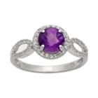Sterling Silver Amethyst And Lab-created White Sapphire Halo Ring, Women's, Size: 6, Multicolor