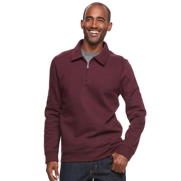Men's Croft & Barrow&reg; Classic-fit Stretch Fleece Quarter-zip Pullover, Size: Xl, Dark Red