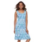 Women's Croft & Barrow&reg; Print Henley Tank Dress, Size: Xs, Light Blue