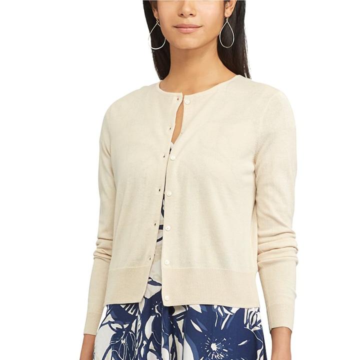 Women's Chaps Button-front Cardigan, Size: Xs, Beige Over