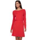 Women's Apt. 9&reg; Shirred Shoulder Fit & Flare Dress, Size: Large, Red
