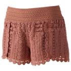 Juniors' Rewind Tulip Hem Crochet Shorts, Girl's, Size: Large, Lt Brown