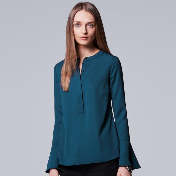 Women's Simply Vera Vera Wang Chiffon Popover Top, Size: Xl, Med Blue