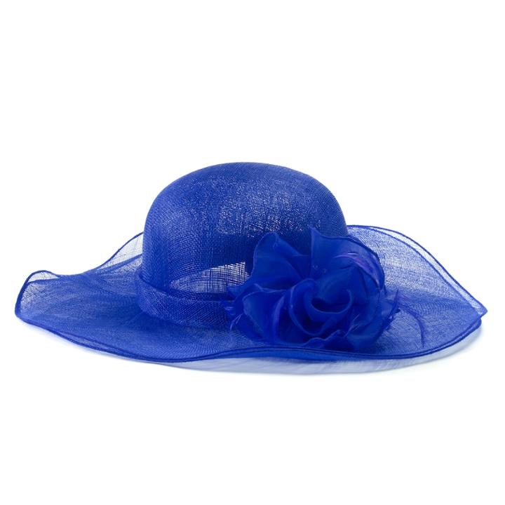 Women's Scala Sinamay Sun Hat With Organza Floral Accent, Dark Brown