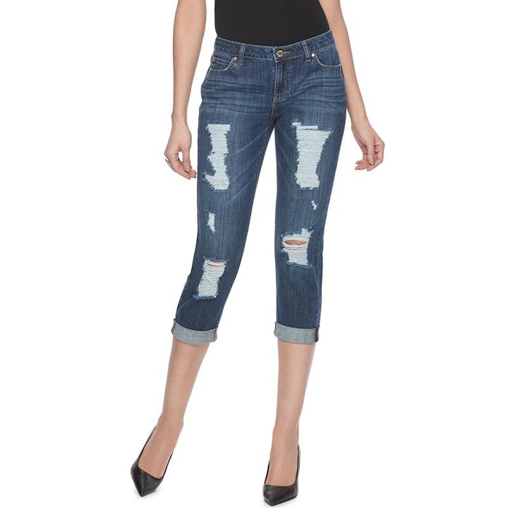 Women's Jennifer Lopez Ripped Boyfriend Jeans, Size: 14 Avg/reg, Blue