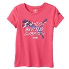 Girls 7-16 Puma Logo Sleeve Graphic Tee, Girl's, Size: Small, Dark Pink