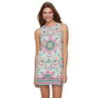 Petite Suite 7 Printed Sateen Shift Dress, Women's, Size: 10 Petite, Turquoise Pink