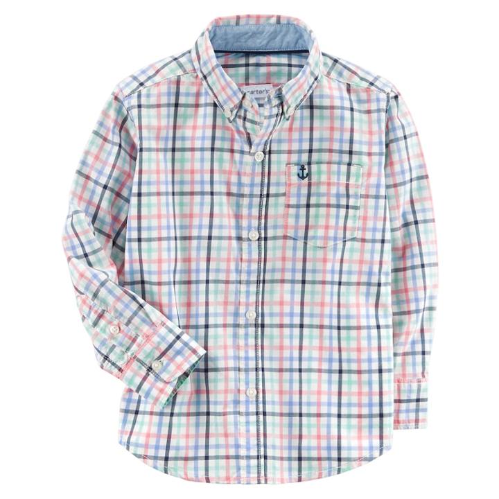 Boys 4-8 Carter's Plaid Button-down Shirt, Size: 4/5, Multi
