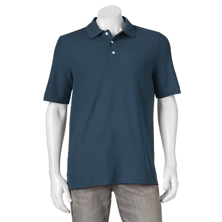 Men's Croft & Barrow&reg; Performance Tailored-fit Pique Polo, Size: Xxl, Blue