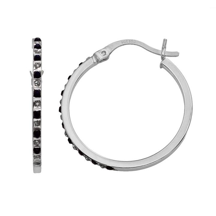 Platinum Over Silver Sapphire Hoop Earrings, Women's, Blue