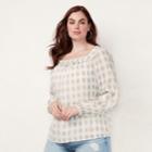Plus Size Lc Lauren Conrad Love, Lauren Shirred Peasant Top, Women's, Size: 2xl, Grey