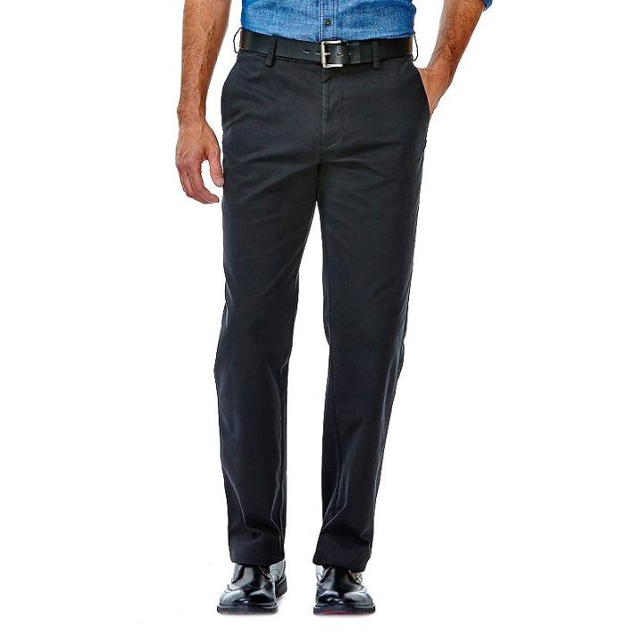 Men's Haggar&reg; Performance Cotton Slacks: Straight-fit Comfort Flex Waist Pants, Size: 44x32, Black