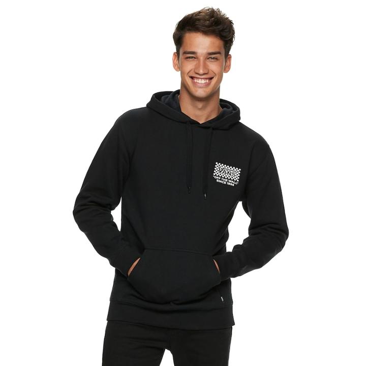 Men's Vans Checks Behind Hoodie, Size: Xl, Black