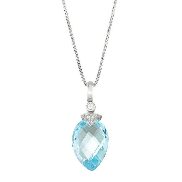 Sterling Silver Blue & White Topaz Pendant Necklace, Women's, Size: 18