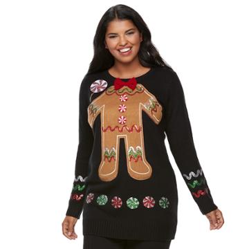 Juniors' Plus Size It's Our Time Gingerbread Tunic, Teens, Size: 3xl, Black