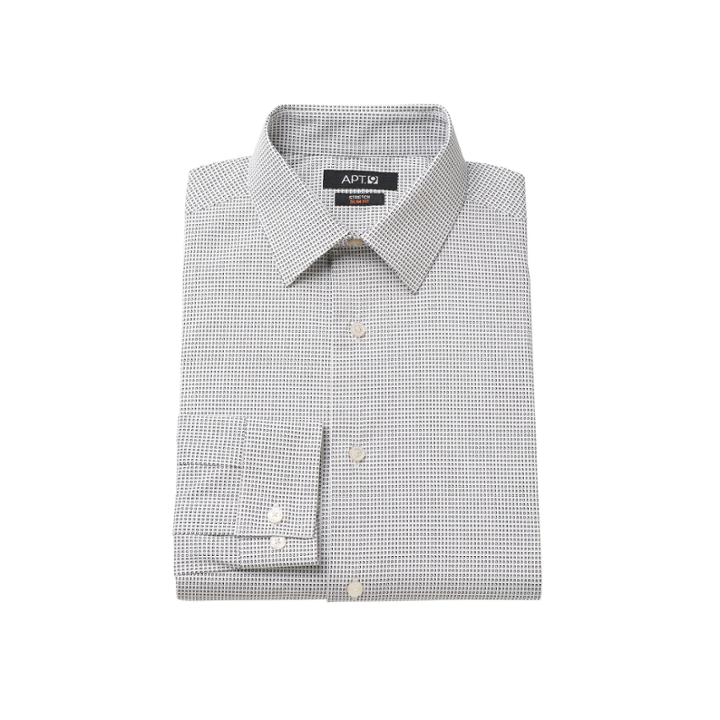 Men's Apt. 9&reg; Extra-slim Fit Gingham-checked Stretch Dress Shirt, Size: 17.5-34/35, White