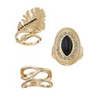 Mudd&reg; Feather, Black Marquise Stone & Wavy Ring Set, Women's