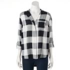 Women's Rock & Republic&reg; Studded Plaid Shirt, Size: Xl, Oxford