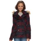 Juniors' Urban Republic Faux-fur Double-breasted Peacoat, Teens, Size: Medium, Pink