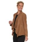 Women's Dana Buchman Faux-suede Open Front Jacket, Size: Xxl, Med Brown
