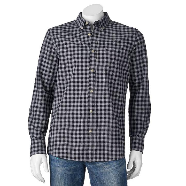 Men's Sonoma Goods For Life&trade; Jaspe Modern-fit Button-down Shirt, Size: Xl, Black
