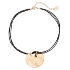 Dana Buchman Faux Leather Oval Pendant Necklace, Women's, Gold