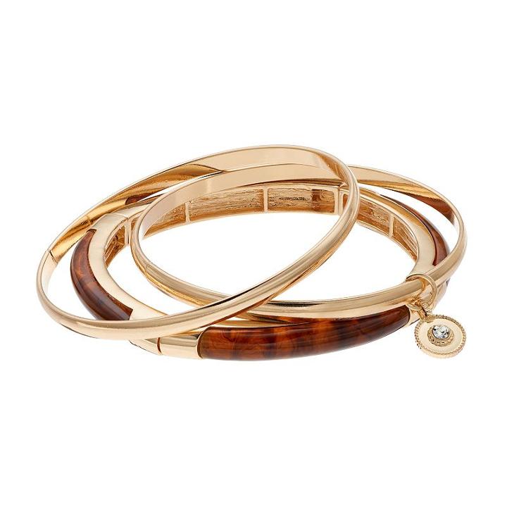 Jennifer Lopez Bangle & Marbled Stretch Bracelet Set, Women's, Dark Brown