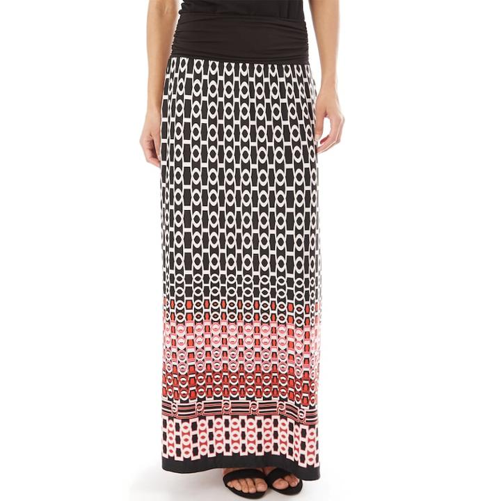 Women's Apt. 9&reg; Print Column Maxi Skirt, Size: Xl, Pink Ovrfl