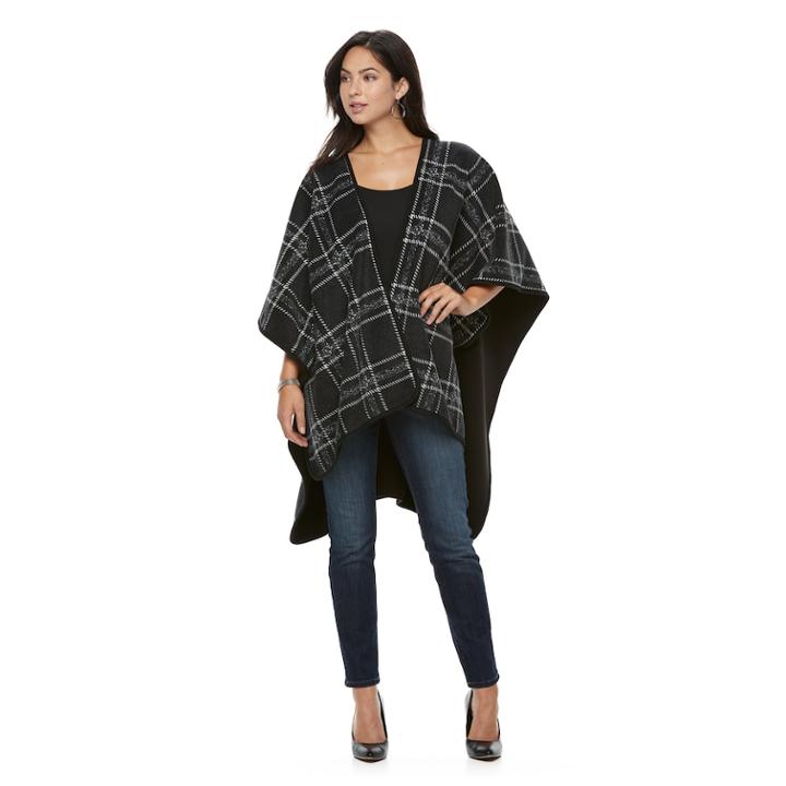 Apt. 9&reg; Reversible Windowpane Fleece Ruana, Women's, Natural