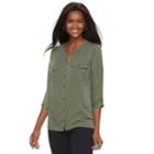 Women's Croft & Barrow&reg; Print Shirt, Size: Xs, Dark Green